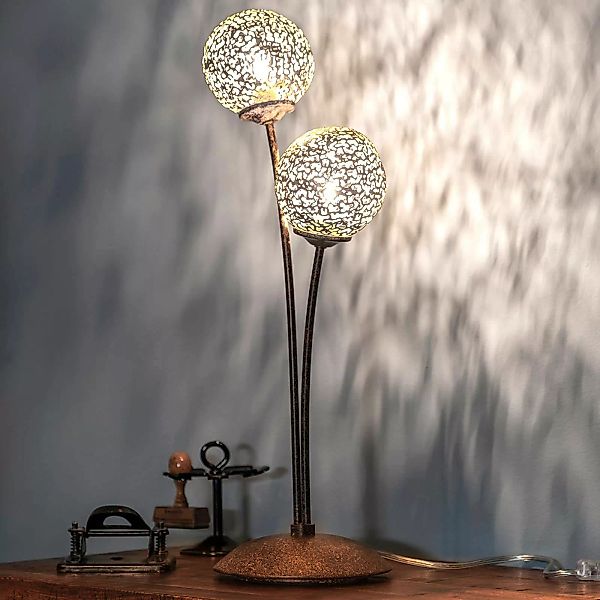 Tischlampe Greta in Rostoptik, 2-flammig günstig online kaufen