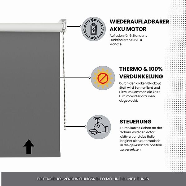 Elektrisches Rollo Verdunklungsrollo mit Zugmotor aufladbarer günstig online kaufen