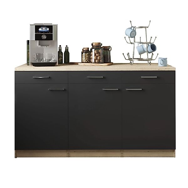 Respekta Küchenmöbel-Set 13 Merle 150 cm Schwarz günstig online kaufen