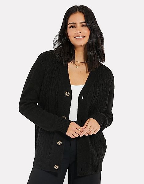 Threadbare Strickjacke THB Tanzanite Cable Button Up Cardigan Black (1-tlg) günstig online kaufen