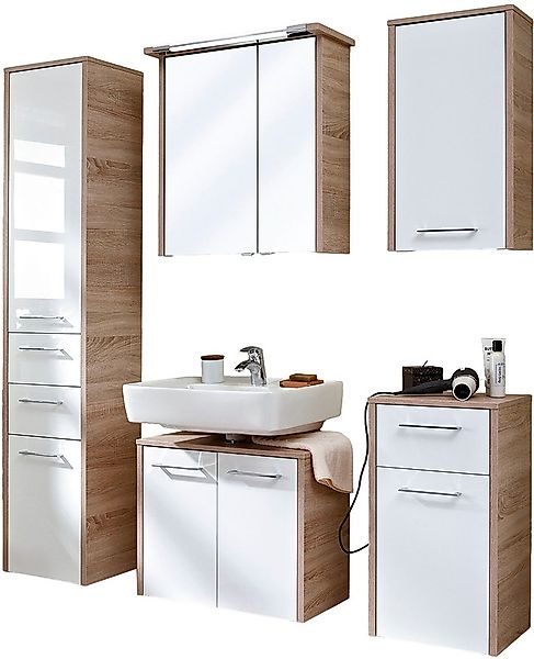 Saphir Badmöbel-Set "Quickset 382 5-teilig, Waschbeckenunterschrank mit LED günstig online kaufen