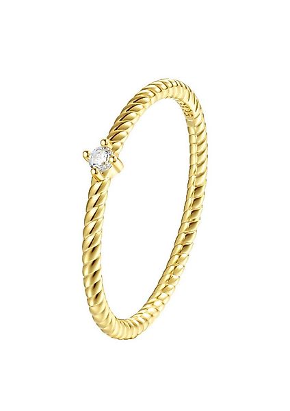 Hey Happiness Fingerring Zirkonia Solitär, Kordelring gedreht, 925 Silberri günstig online kaufen