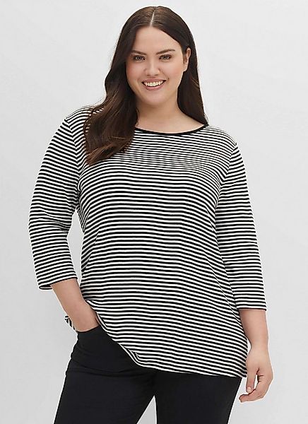Sheego T-Shirt 3/4-Arm-Shirt 3/4-Arm aus Rippware mit garngefärbten Ringeln günstig online kaufen