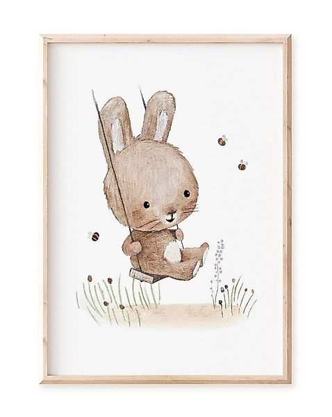 Pipapier Poster Kinderposter "Hase schaukelt", Kinderzimmer Poster, erhältl günstig online kaufen