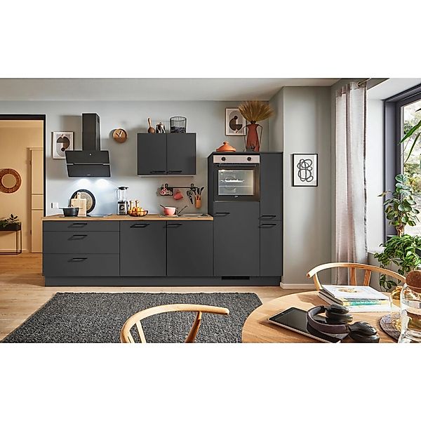 pino Küchenzeile 280 cm Grafit Anschlag rechts 1 Geräte-. 1 Seitenschrank günstig online kaufen