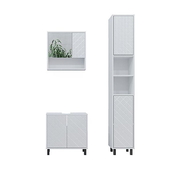 Vicco Badmöbel-Set Agasta, Weiß Hochglanz, 3 günstig online kaufen