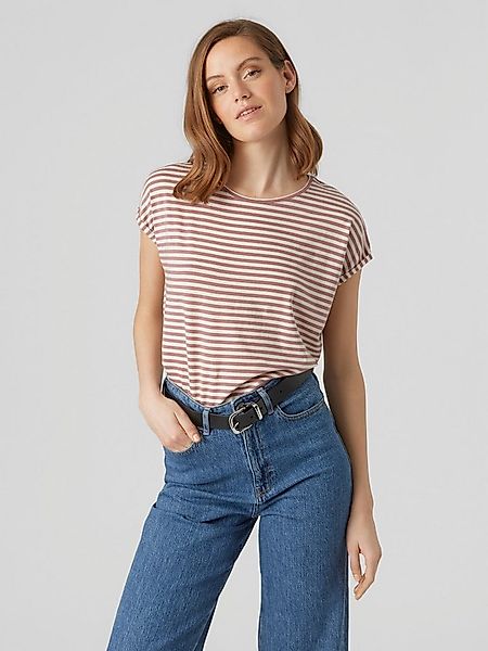 Vero Moda Rundhalsshirt VMAVA PLAIN SS TOP STRIPE GA JRS NOOS Materialmix, günstig online kaufen