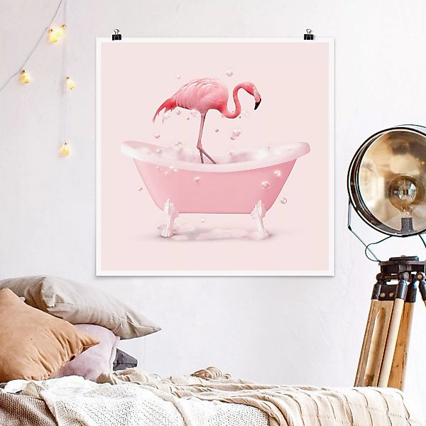 Poster Badewannen Flamingo günstig online kaufen