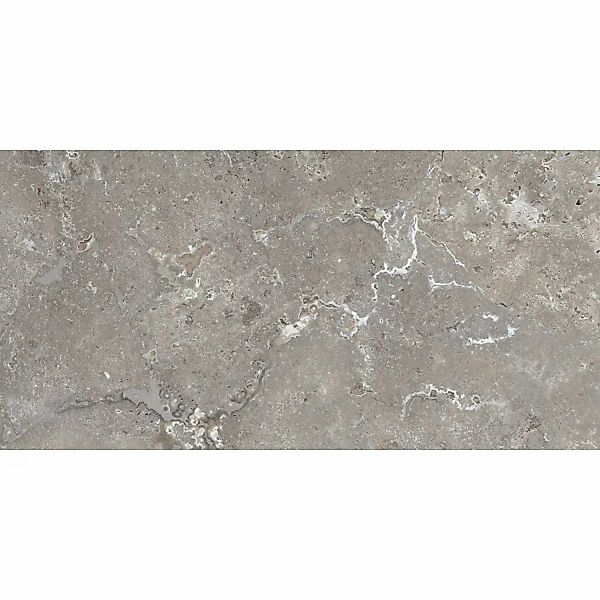 Bodenfliese Feinsteinzeug Travertino Grau Matt 60 cm x 30 cm günstig online kaufen