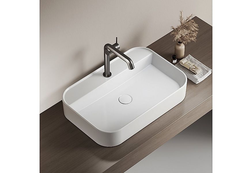 EMKE Waschbecken Eckiges Keramik KeramikAufsatzwaschbecken Hängewaschbecken günstig online kaufen