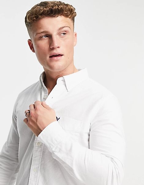 American Eagle –Oxford-Hemd in Weiß mit schmalem Schnitt, Button-Down-Krage günstig online kaufen