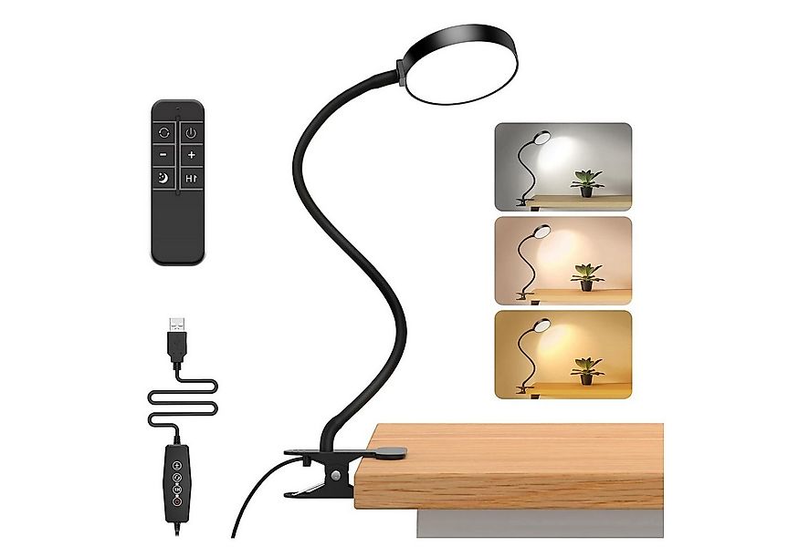 Rosnek LED Leselampe LED Klemmleuchte Dimmbar 3 Lichtfarben, Schreibtischla günstig online kaufen