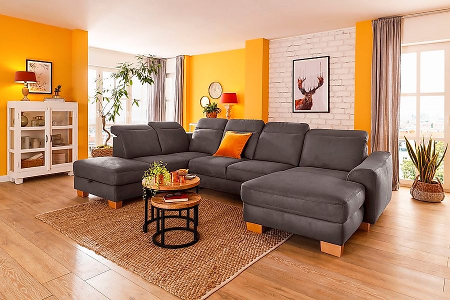 Home affaire Wohnlandschaft "Dundee U-Form" wahlweise mit Kopfteilverstellu günstig online kaufen