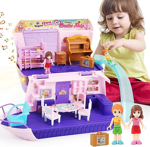 POPOLIC Spielzeug-Schiff Kreuzfahrtschiff-Figurenspielset, Rosa Kreuzfahrts günstig online kaufen