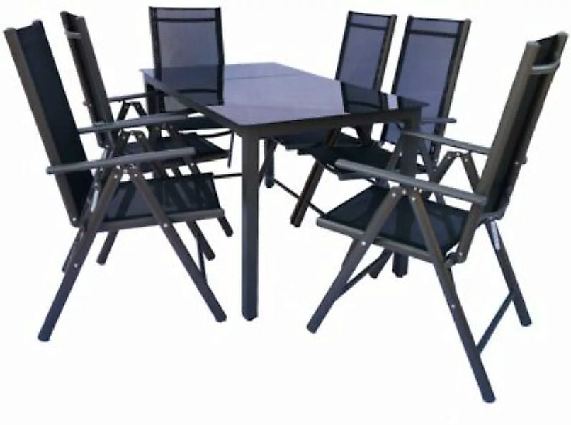 VCM Set Gartenmöbel Alu Glas Gartenset Sitzgruppe Essgruppe Tisch Stühle 14 günstig online kaufen