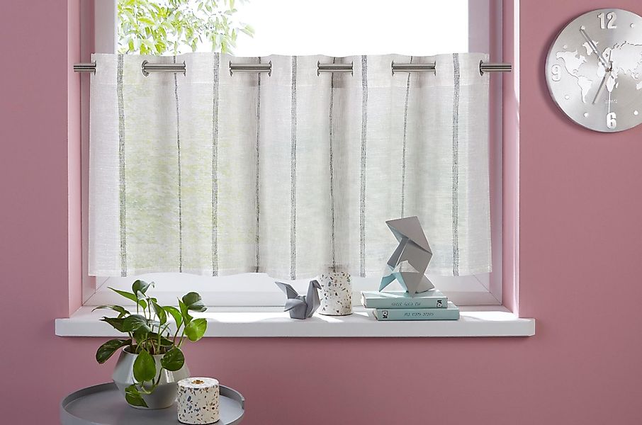 my home Scheibengardine "Clea" Ösen 1 Stk. tlg. Polyester, mit Längsstreife günstig online kaufen