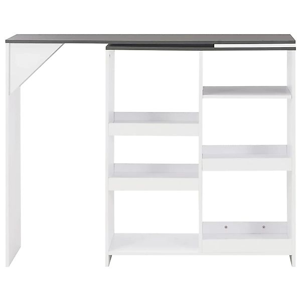 vidaXL Bartisch mit Beweglichem Regal Weiß 138x39x110 cm mit Grau-Tischplat günstig online kaufen