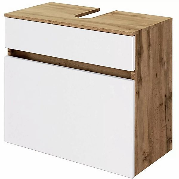 Held Möbel Waschbeckenunterschrank Bari 60 cm matt Weiß-Wotaneiche günstig online kaufen