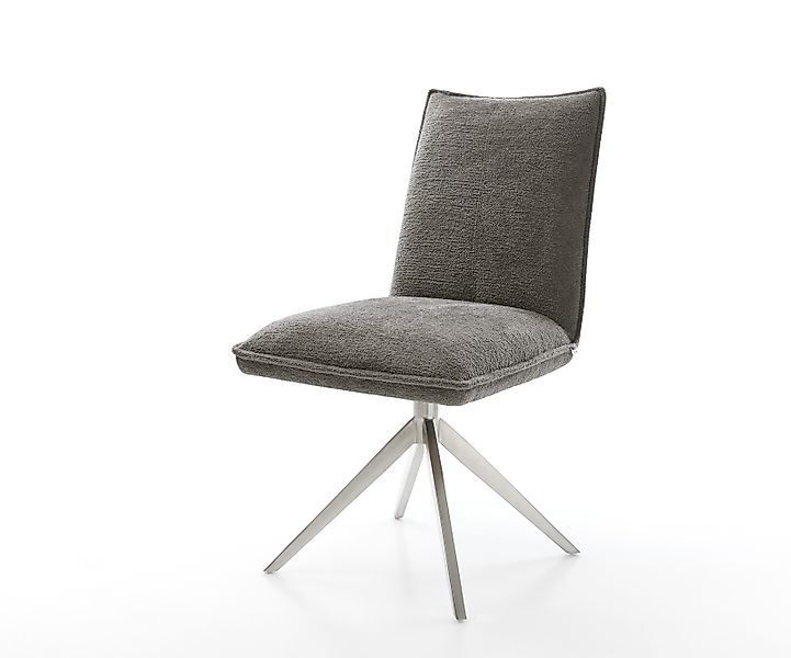 Drehstuhl Lelio-Flex Bouclé Soft Schlamm Kreuzgestell breit Edelstahl 360° günstig online kaufen