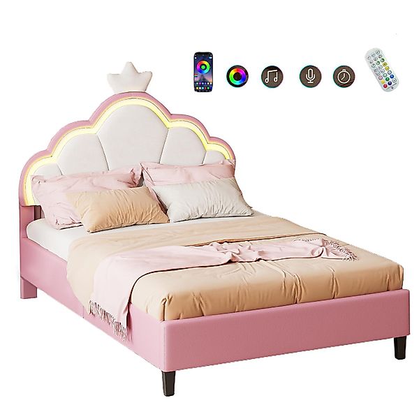 FUROKOY Polsterbett Polsterbett LED Kronenbett mit günstig online kaufen
