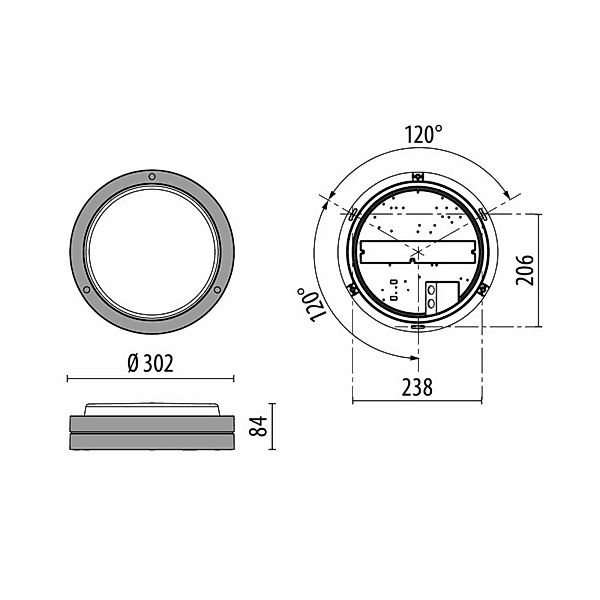 LED-Wandlampe Bliz Round 30 30W 3.000K grau günstig online kaufen