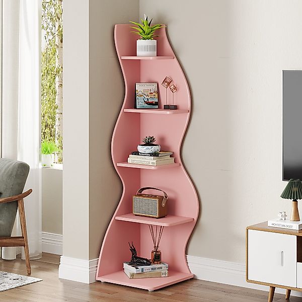 Tribesigns Eckregal 5-stöckiges Wand-Eck-Bücherregal, Ecke Bücherregal günstig online kaufen
