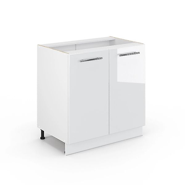 Vicco Spülenunterschrank Fame-Line Weiß Hochglanz/Weiß 80 cm mit Regal ohne günstig online kaufen