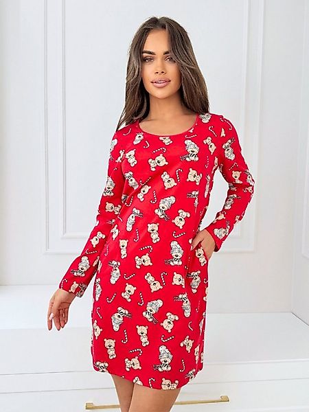 Donna Nachthemd Damen Weihnachten Weihnachtsdruck BÄR, reine Baumwolle günstig online kaufen