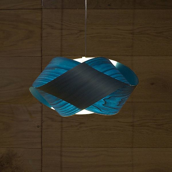LZF Pendellampe Nut, blau/nickelfarben, Länge 42 cm, Holz günstig online kaufen