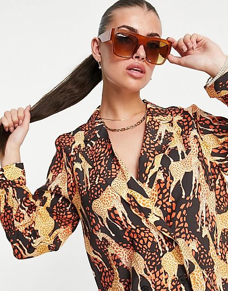 & Other Stories – Mehrfarbige Bluse mit Giraffenmuster, Kombiteil günstig online kaufen