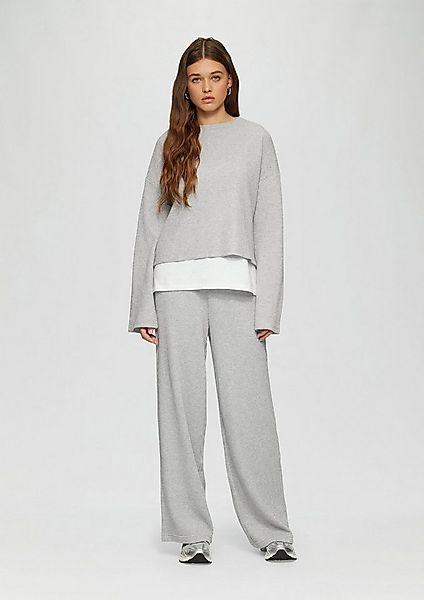 QS Chinos Hose Wide-Leg-Hose mit Piqué-Struktur und Glitzereffekt günstig online kaufen