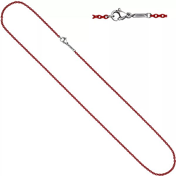 SIGO Rundankerkette Edelstahl rot lackiert 42 cm Kette Halskette Karabiner günstig online kaufen