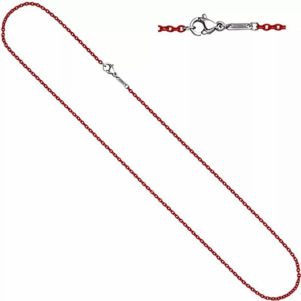 SIGO Rundankerkette Edelstahl rot lackiert 42 cm Kette Halskette Karabiner günstig online kaufen