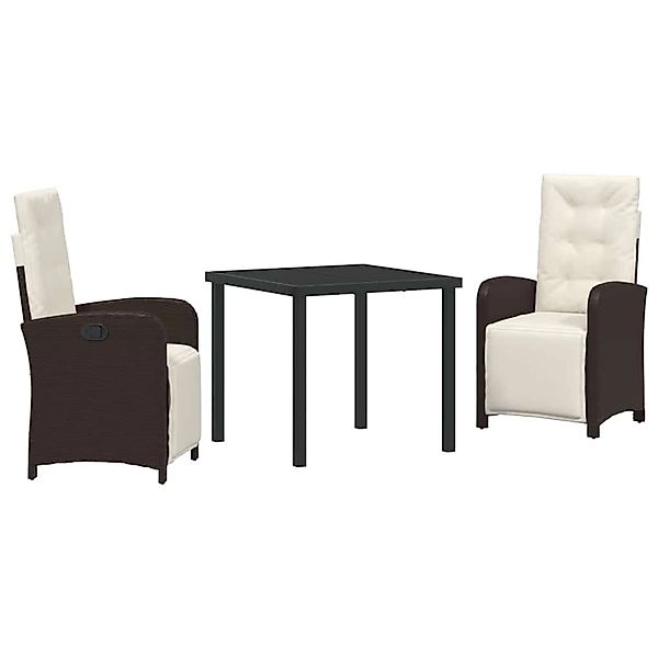 vidaXL Garten Essgruppe 3-Tlg Braun Poly Rattan 3380316 günstig online kaufen