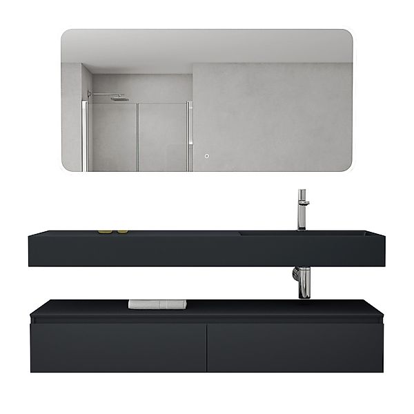 doporro Badmöbel-Set Waschtisch mit Unterschrank 150cm günstig online kaufen