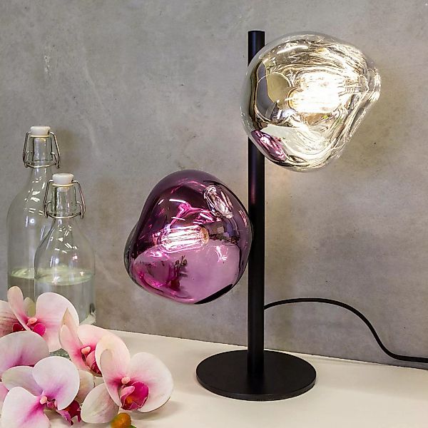 Tischlampe Canopus violett/silbern Höhe 40 cm 2-flg Glas E14 günstig online kaufen