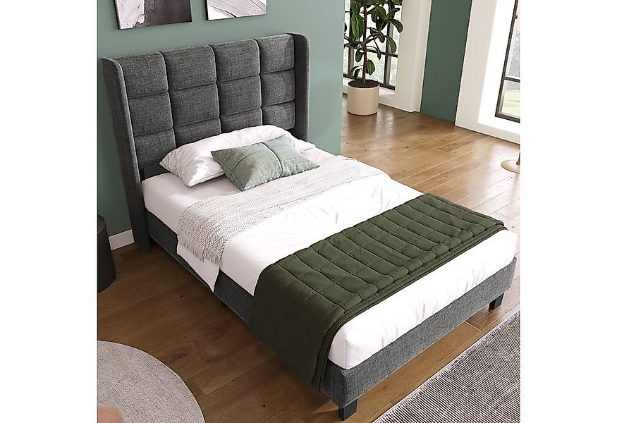 Gotagee Polsterbett Leinen Jugendbett Einzelbett Bettgestell 90x200cm mit L günstig online kaufen