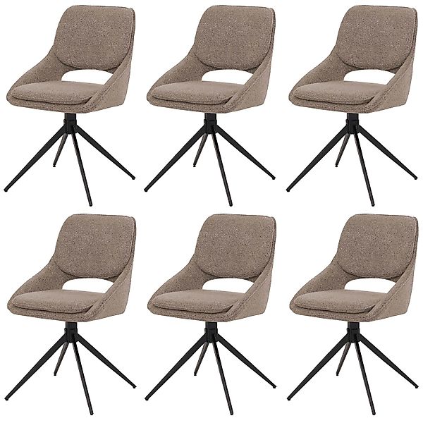 MCW Esszimmerstuhl N73 6er-Set Stoff/Textil Boucle 540g/m² Beige günstig online kaufen