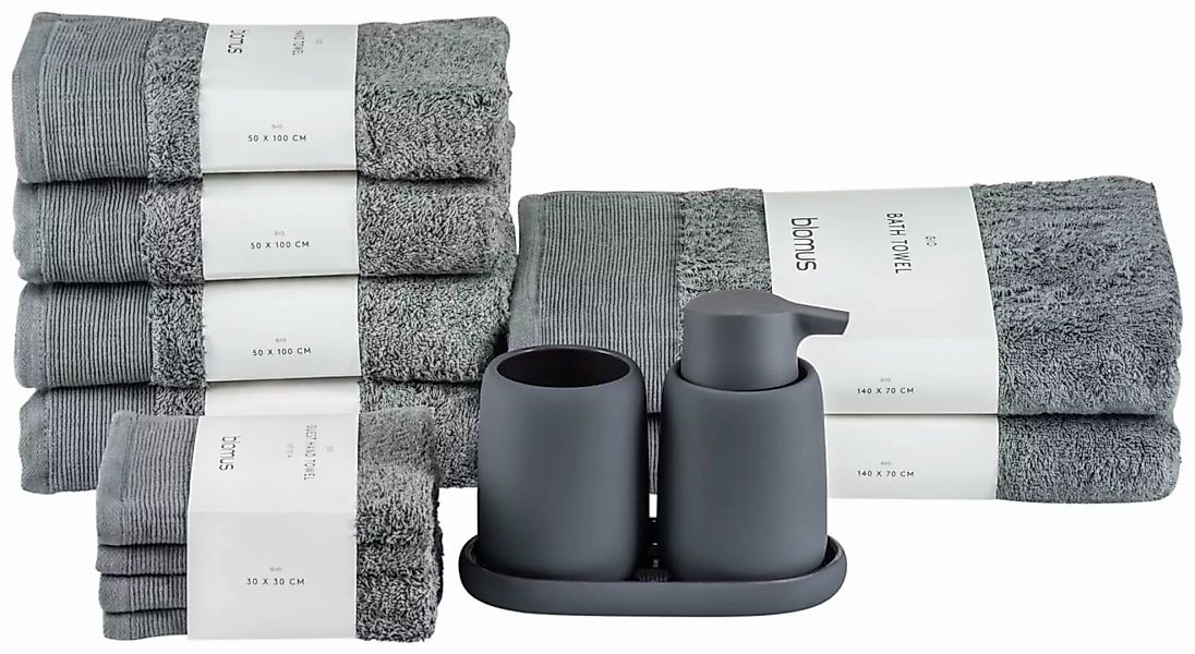 Blomus Handtücher SONO Bad-Set 13tlg. magnet groß (anthrazit) günstig online kaufen
