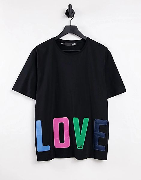 Love Moschino – Oversize-T-Shirt in Schwarz mit großem „Love“-Logo günstig online kaufen