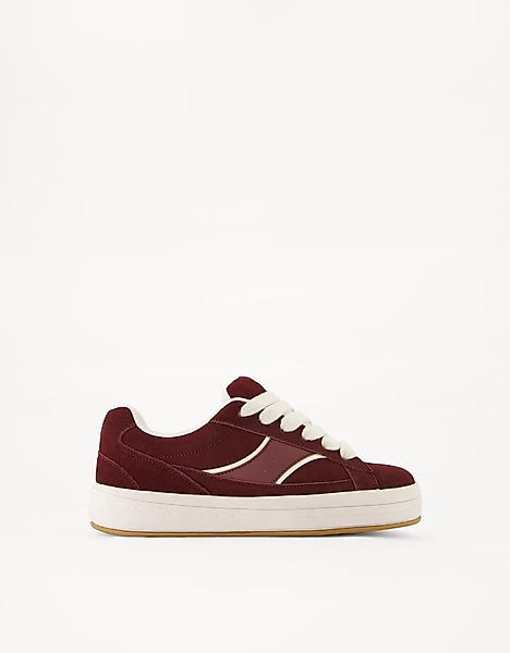 Bershka Skate-Sneaker Aus Leder Damen 37 Granatrot günstig online kaufen