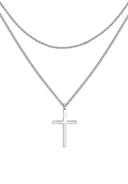 Hey Happiness Kreuzkette Layered, wasserfest, Herren Kette mit Kreuz Anhäng günstig online kaufen