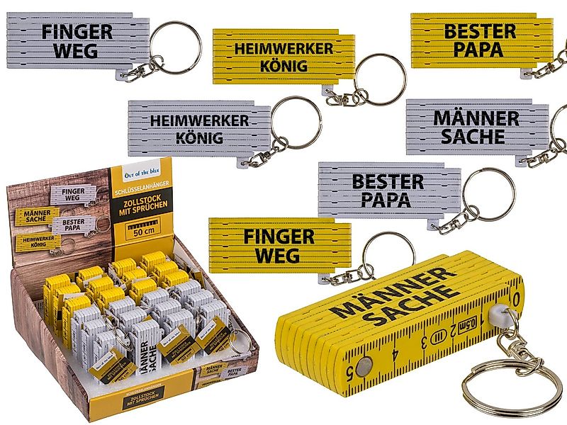 Out of the Blue Kostüm Metall Schlüsselanhänger Zollstock mit Sprüchen 2- günstig online kaufen
