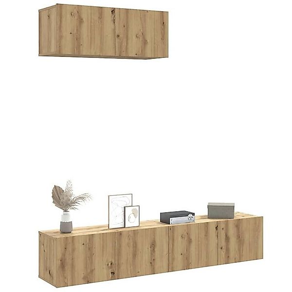 vidaXL Schrankmodule 3-tlg. TV-Schrank-Set Wandmontage Artisan-Eiche Holzwe günstig online kaufen