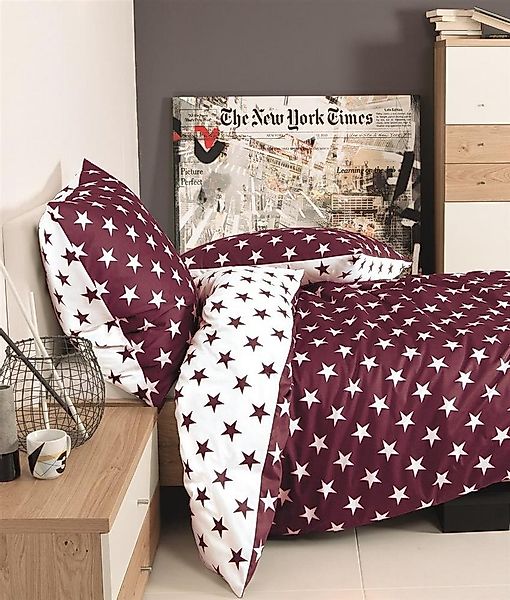 Janine Bettwäsche Janine Biber Bettwäsche 200x200 cm Davos Sterne, Feinbibe günstig online kaufen