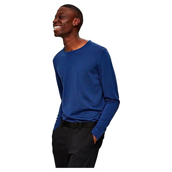 Selected Tower Merino Rundhalsausschnitt Sweater L Brilliant Blue / Detail günstig online kaufen