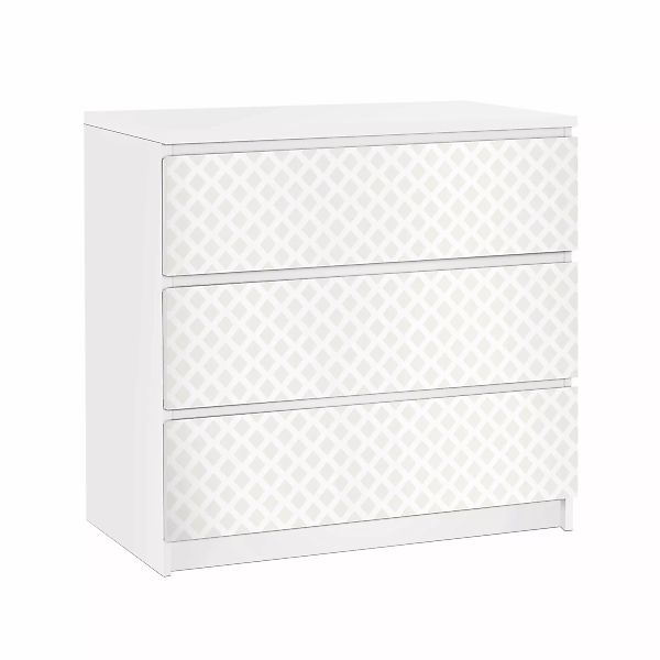 Möbelfolie für IKEA Malm Kommode 3 Schubladen Rautengitter hellbeige günstig online kaufen