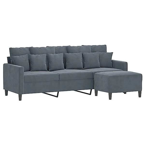 vidaXL 3-Sitzer-Sofa mit Hocker Dunkelgrau 180 cm Samt 3201108 günstig online kaufen