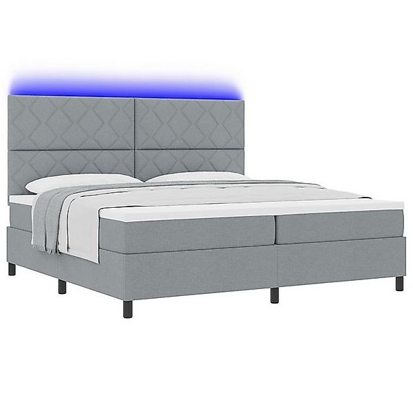 vidaXL Bett Boxspringbett mit Matratze & LED Licht Grau 200x200 cm Stoff (1 günstig online kaufen