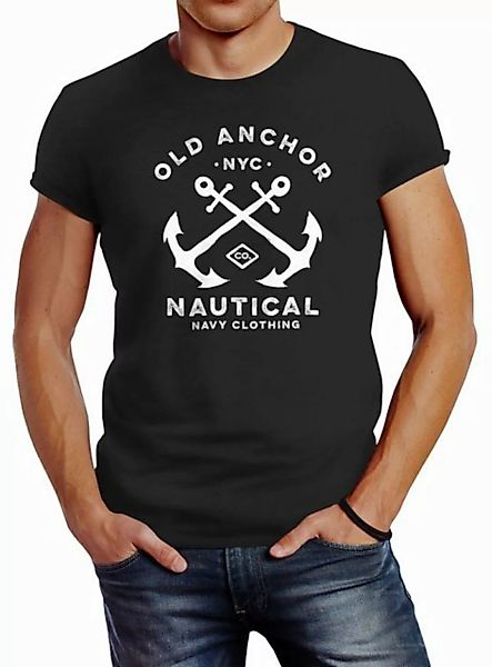 Neverless Print-Shirt Herren T-Shirt gekreuzte Anker Old Anchor Nautical Ne günstig online kaufen